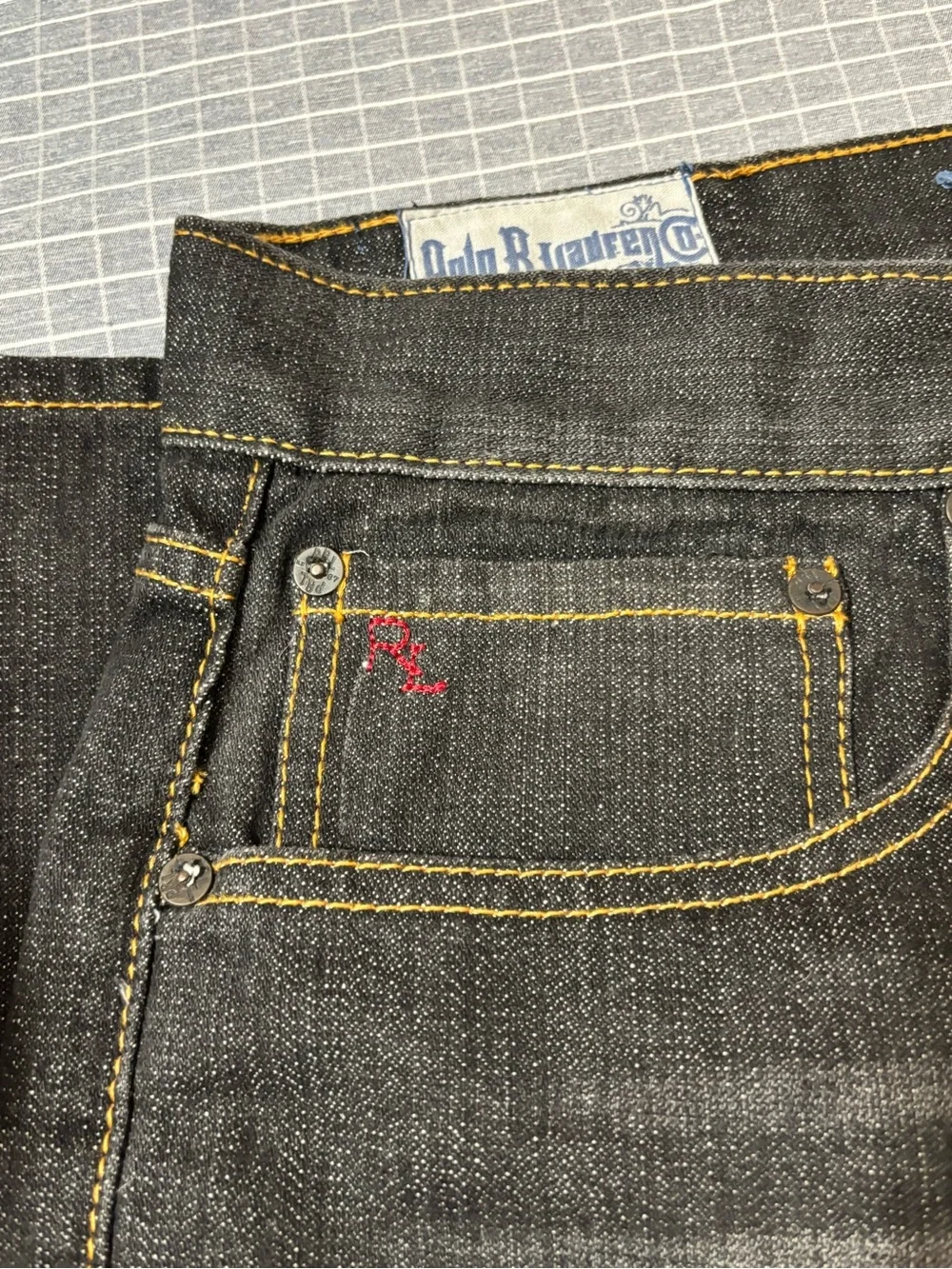 Vintage Polo by Ralph Lauren Men's Straight Black Jeans with Contrast Stitching